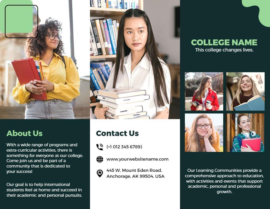 Green and White Modern College Educational Programs Brochure Template