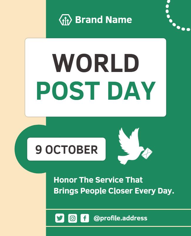 Green and White Promotional World Post Day Awareness Poster Template
