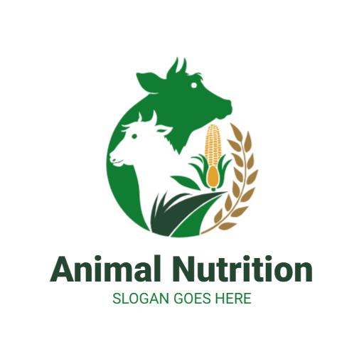 Green Animal Nutrition and Wellness Supporting Livestock Growth Logo Template