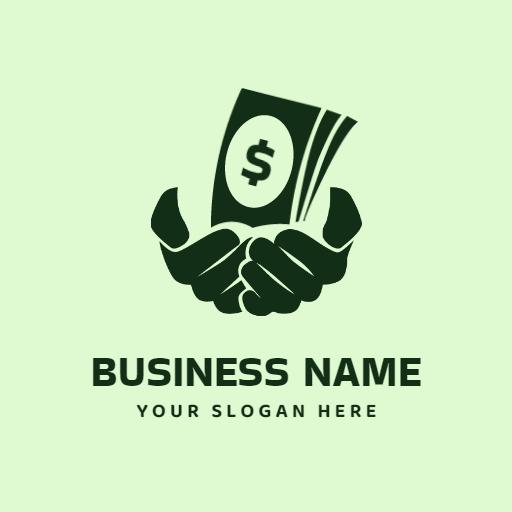 Green Background Depicting Finance with Cash in Hands Logo Template