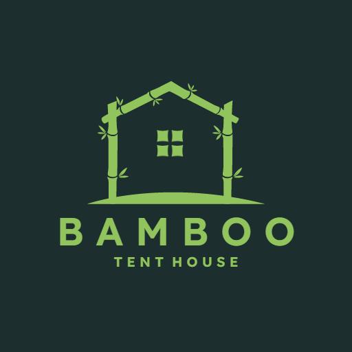 Green Bamboo Tent House Design for Eco-Friendly Living Logo Template