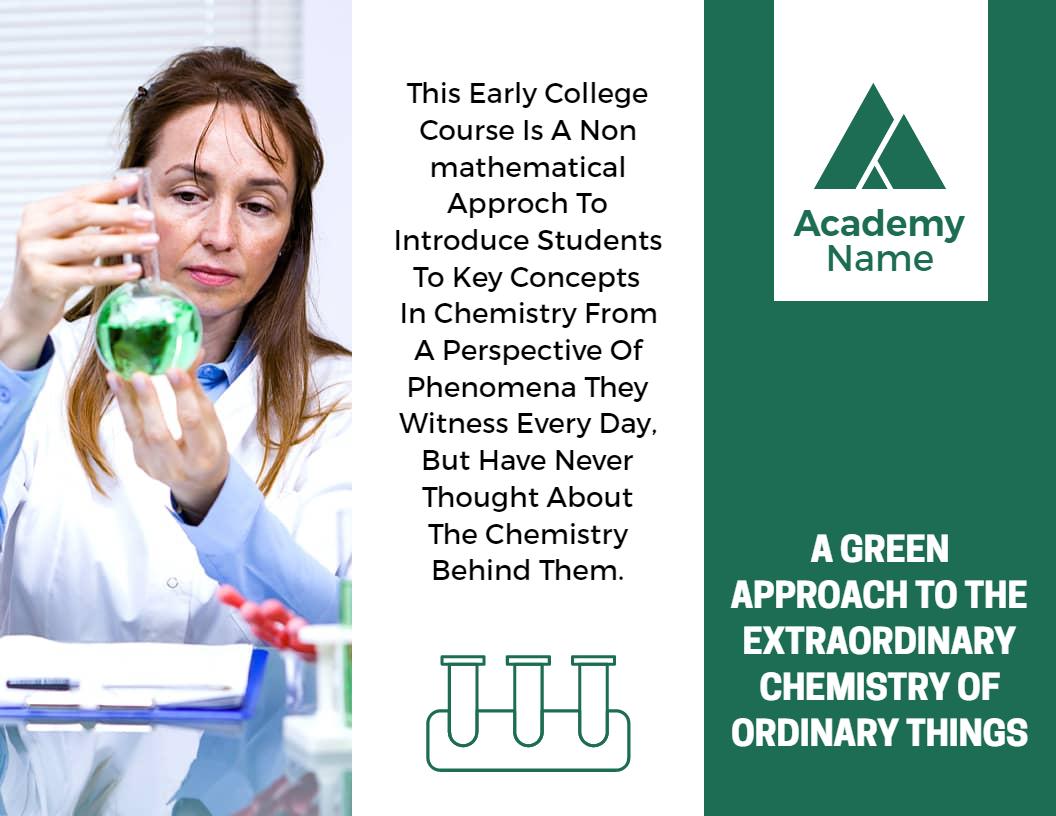 Green Chemistry Course Overview and Registration Tri Fold Brochure Template
