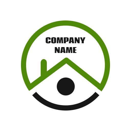 Green Circle Symbolizing Home Construction and Real Estate Logo Template
