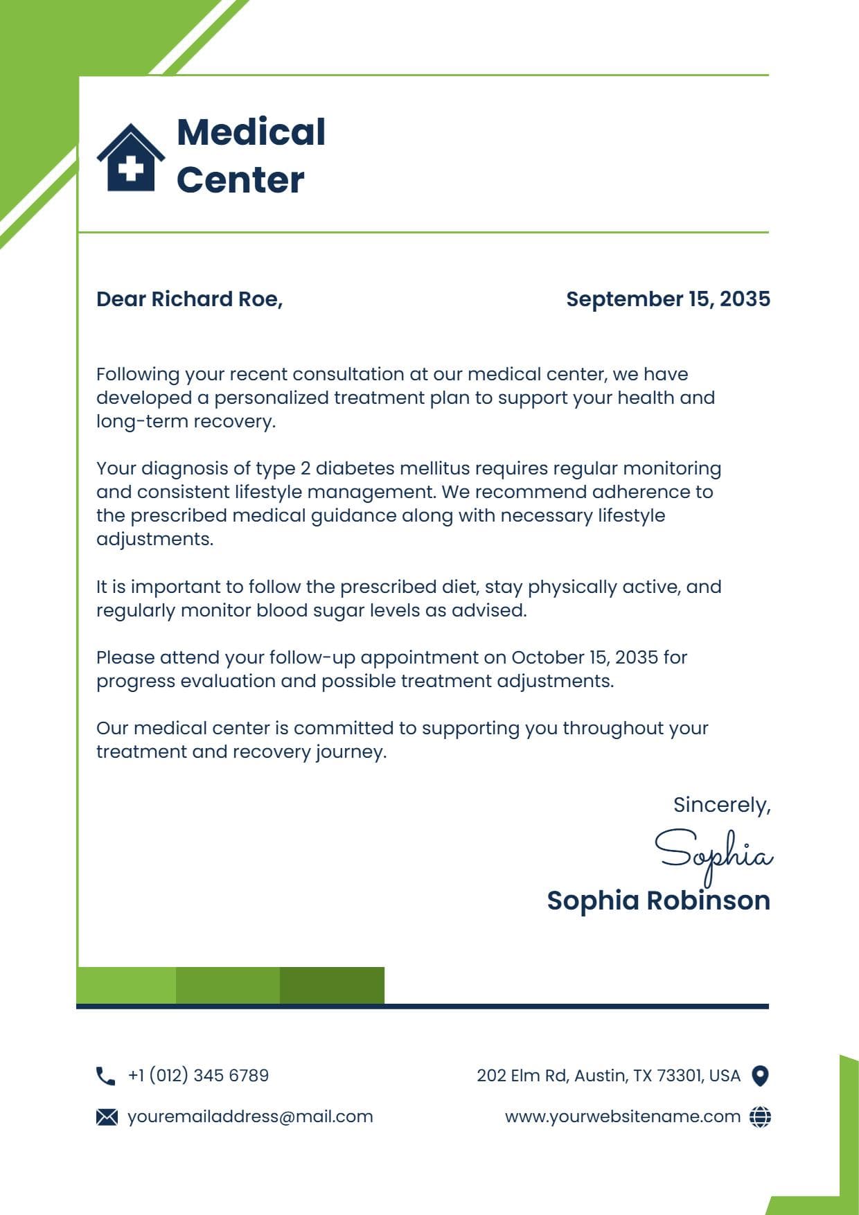 Green Clinical Medical Center Consultation Letterhead Template