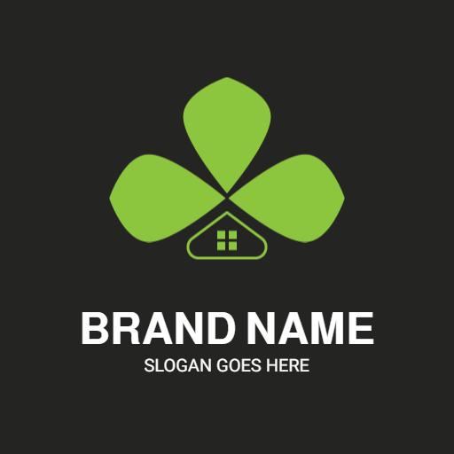 Green Clover Design Symbolizing Home and Community Logo Template