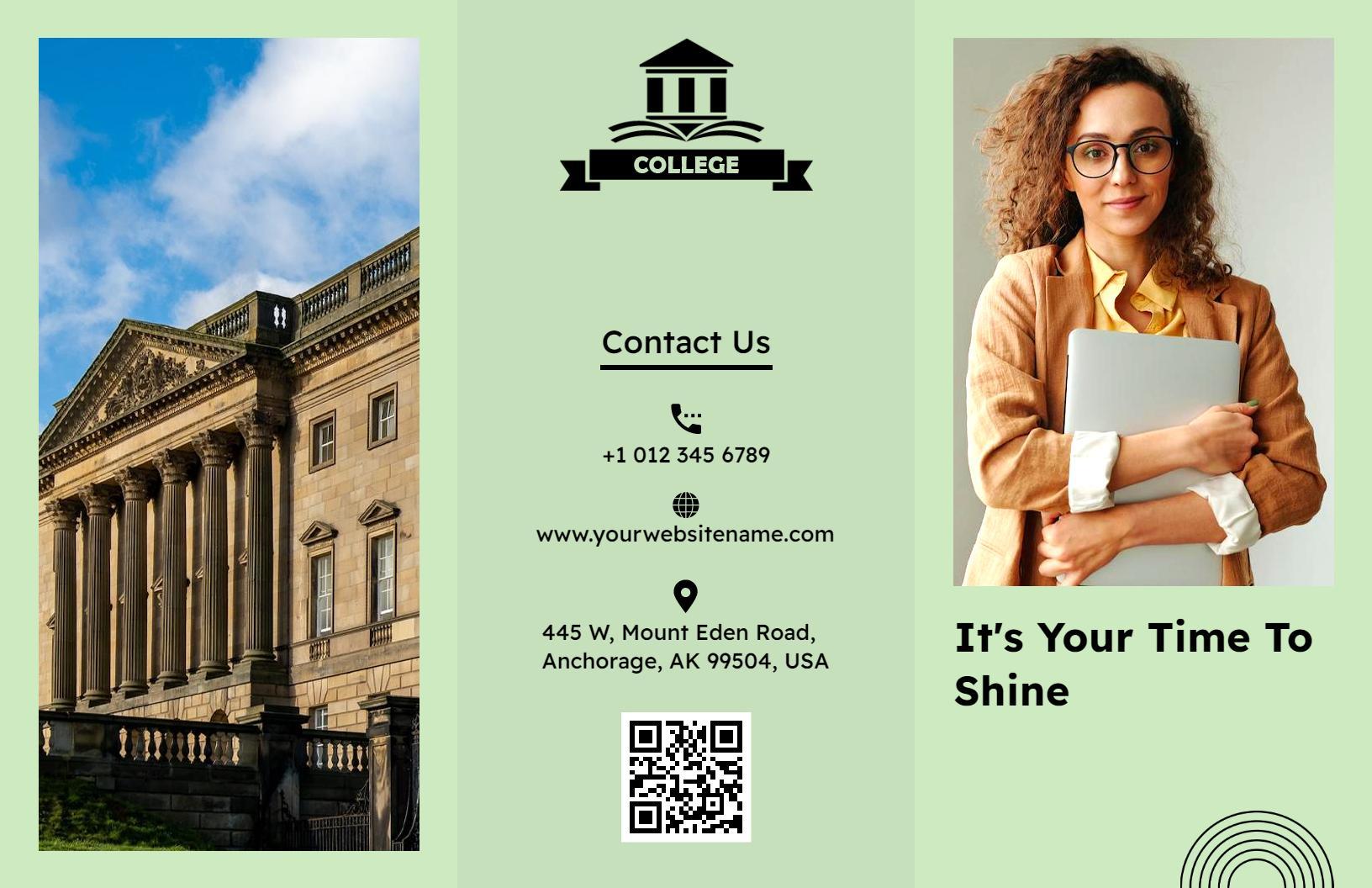 Green College Admission Information and Program Overview Brochure Template