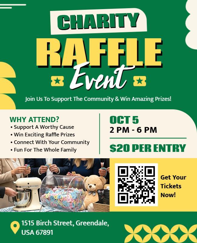 Green Community Charity Raffle Event Flyer Template