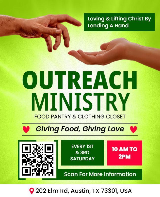 Green Compassionate Outreach Ministry Event Promotion Flyer Template