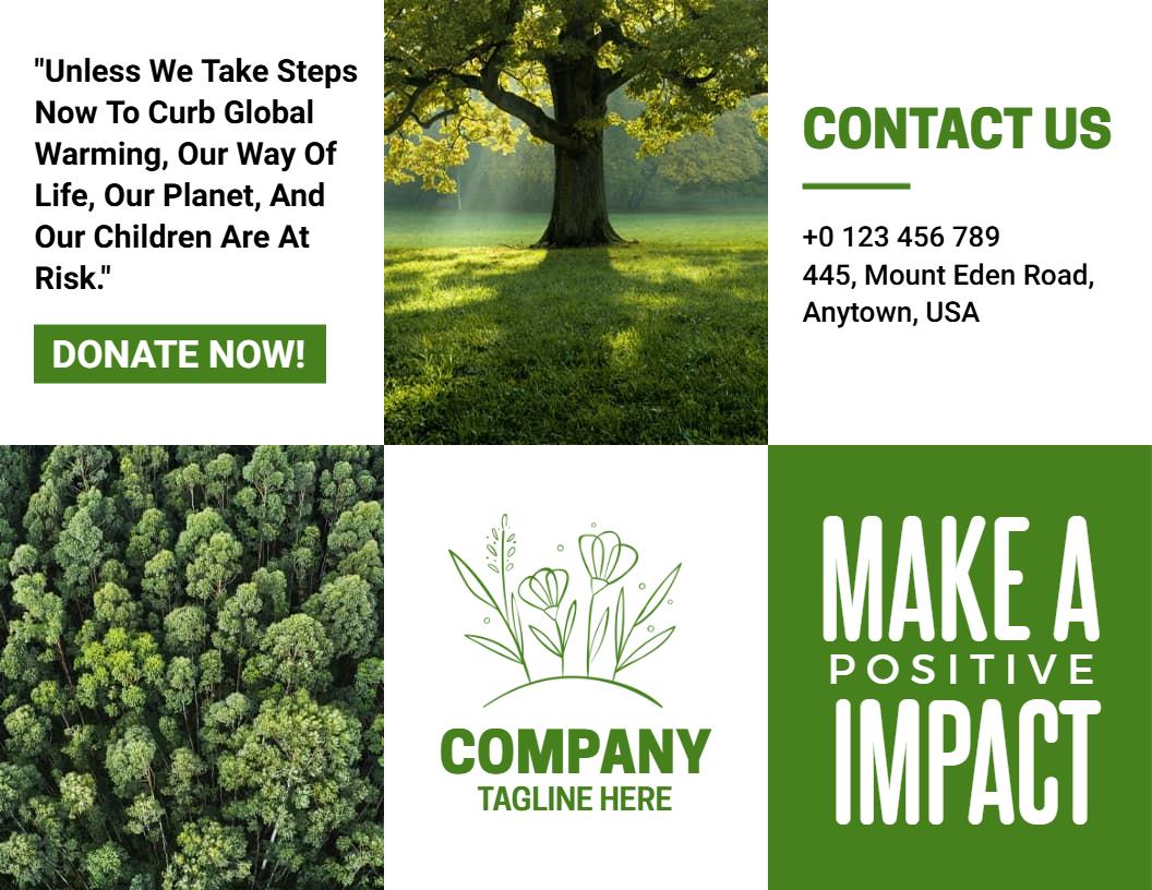 Green Corporate Responsibility Environmental Protection Brochure Template