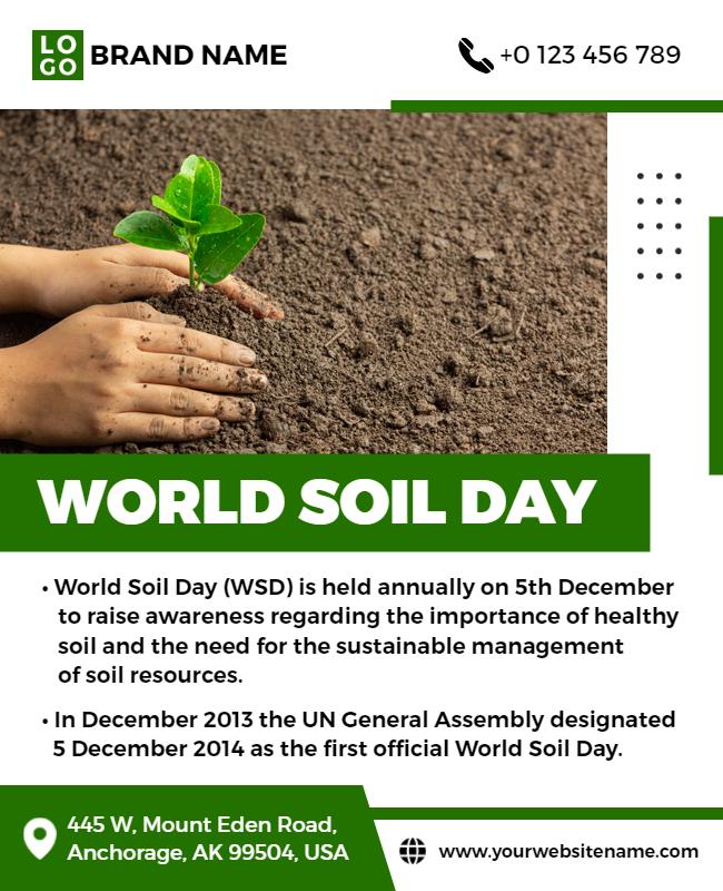 Green Earth Awareness for World Soil Day Poster Template