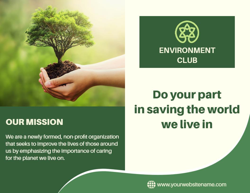 Green Earth Environmental Awareness Non-Profit Brochure Template