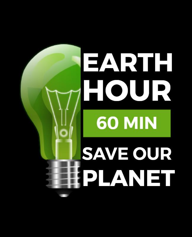 Green Eco-Friendly Earth Hour Awareness Poster Template