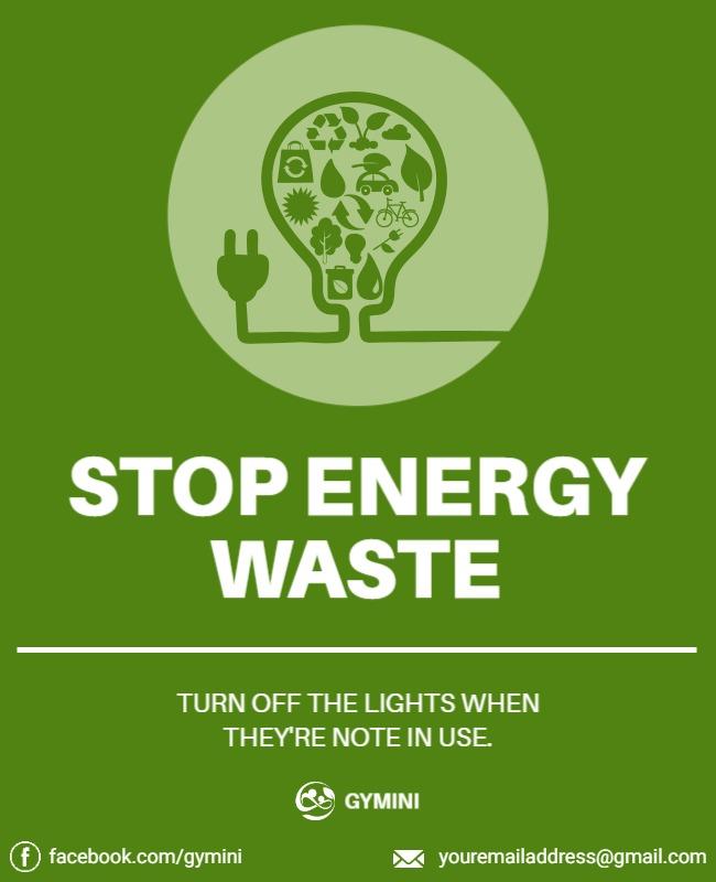 Green Eco-Friendly Energy Conservation Awareness Poster Template