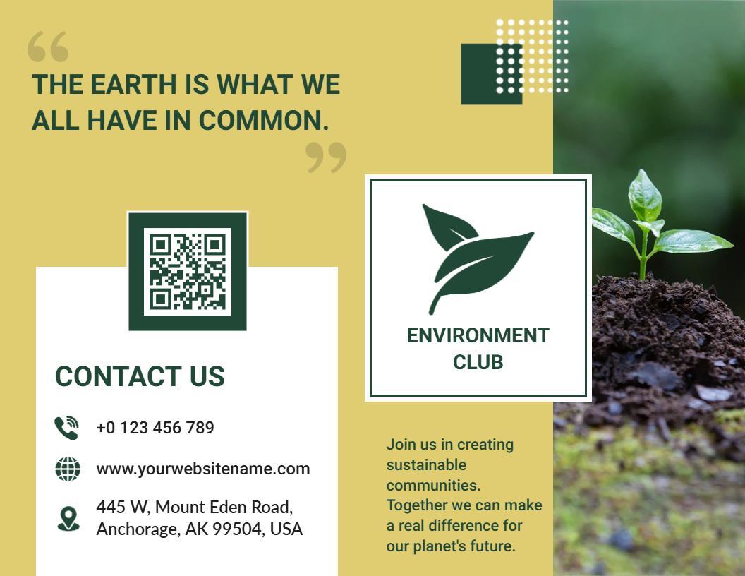Green Eco-Friendly Environment Club Awareness Brochure Template