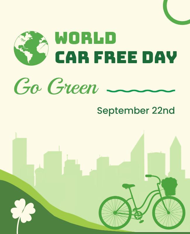 Green Eco-Friendly World Car Free Day Celebration Poster Template