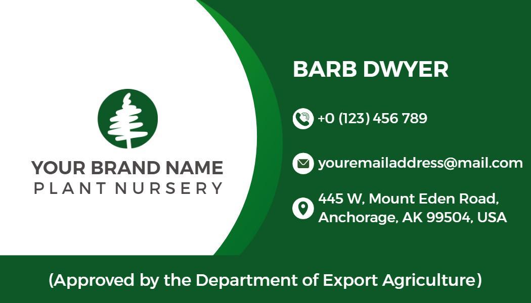 Green Elegant Plant Nursery Visiting Card Template