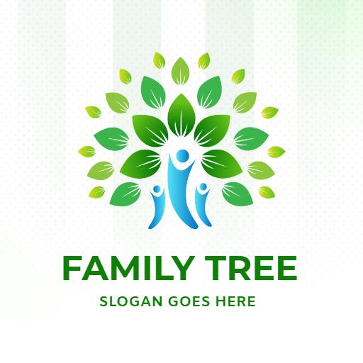 Green Family Tree Symbolizing Generations Together Logo Template