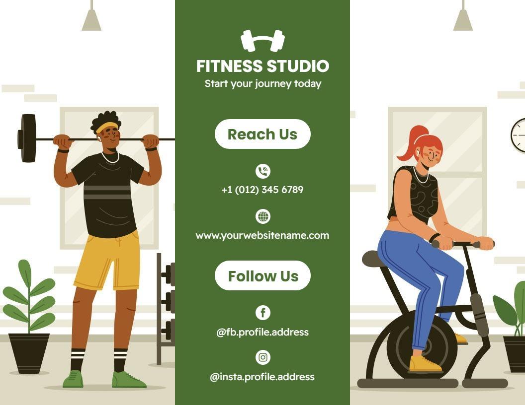 Green Fitness Studio Training Program and Services Brochure Template