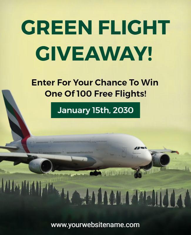 Green Flight Ticket Giveaway Flyer Template