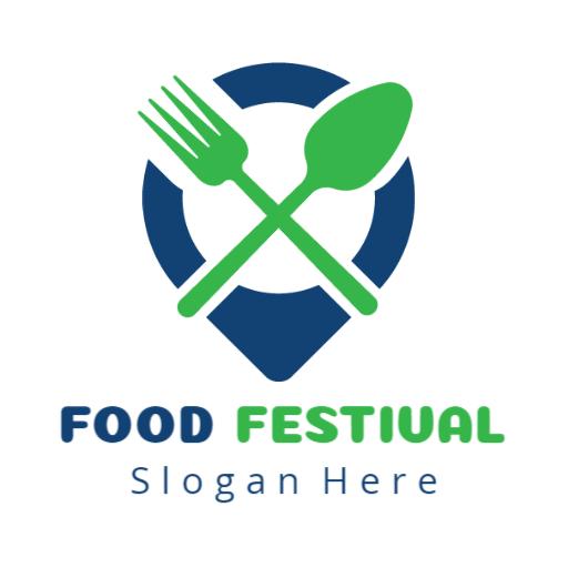Green Fork and Spoon Icon Representing Food Festival Logo Template