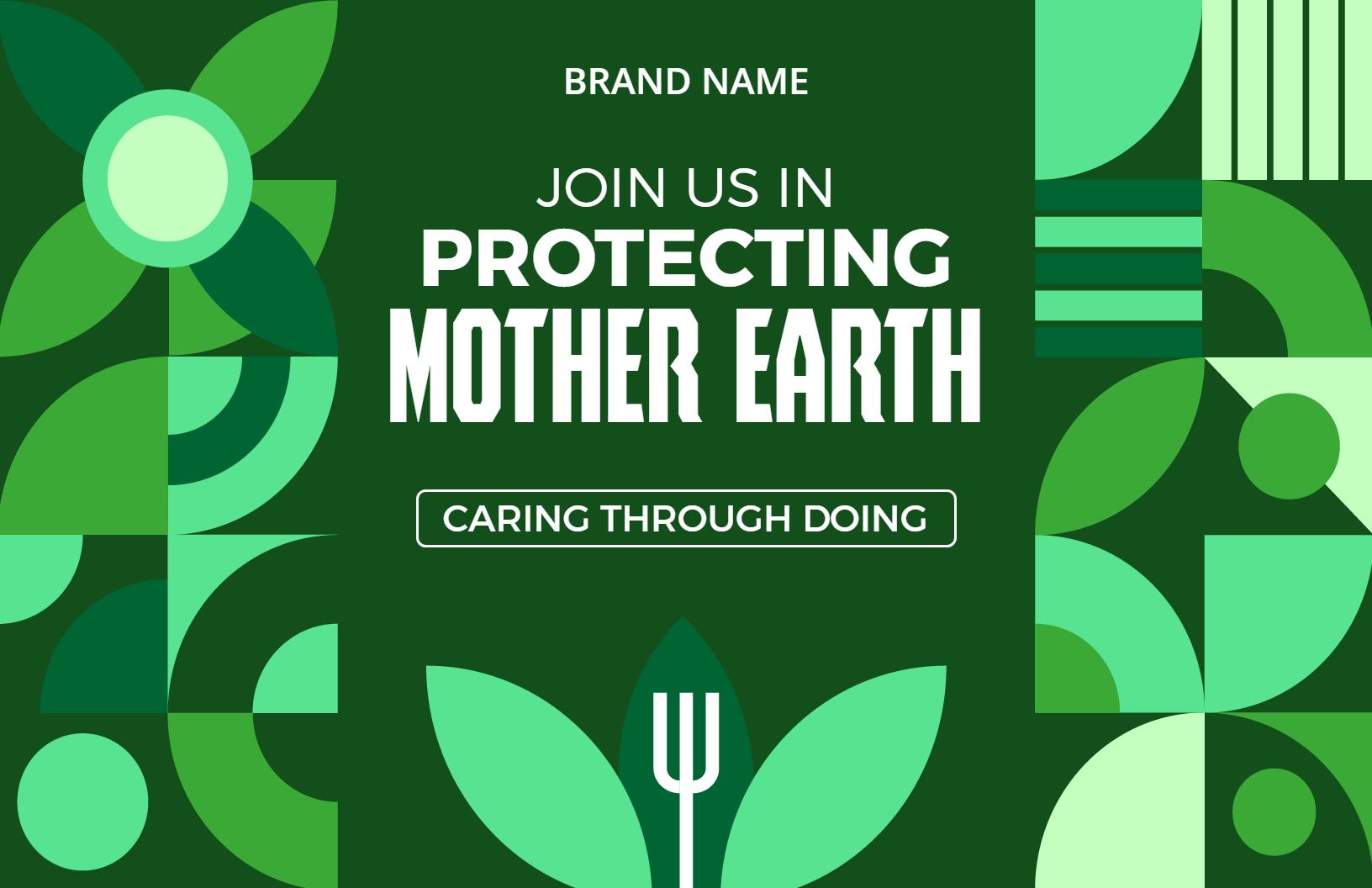 Green Geometric Leaf Pattern Environmental Protection Brochure Template