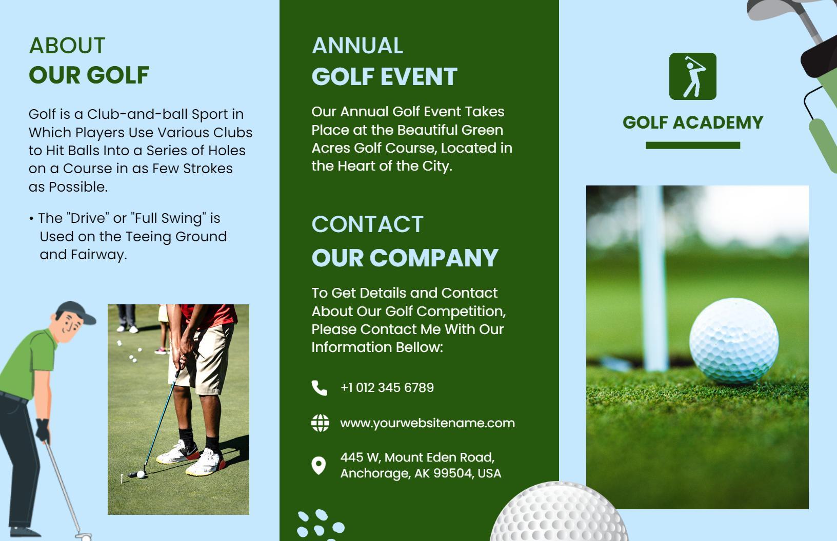 Green Golf Academy Annual Event and Competition Brochure Template