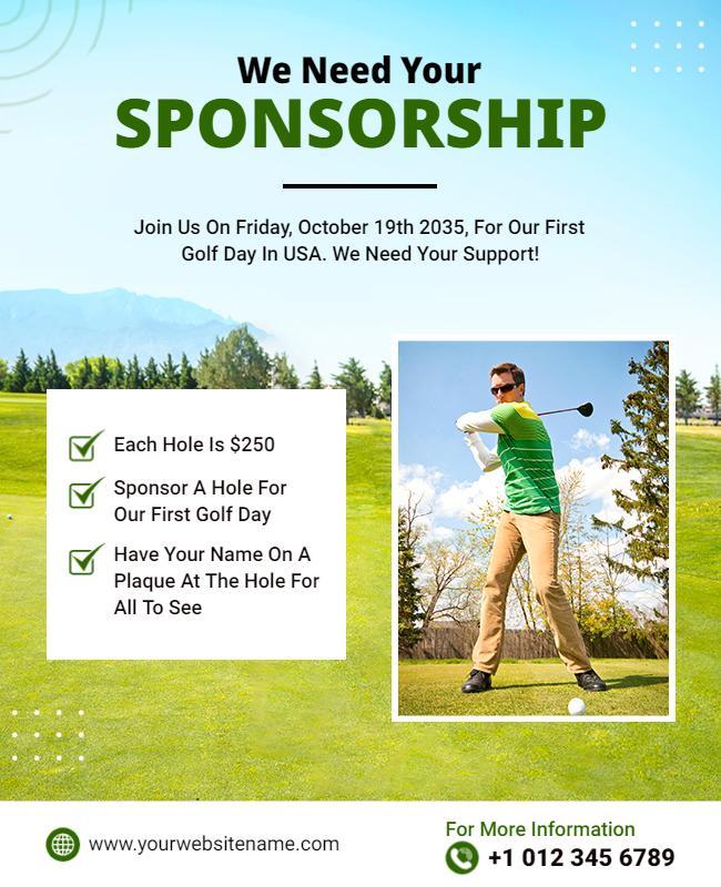 Green Golf Sponsorship Support Fundraiser Event Poster Template
