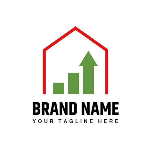 Green Growth Chart Within Red House Design for Trader Logo Template