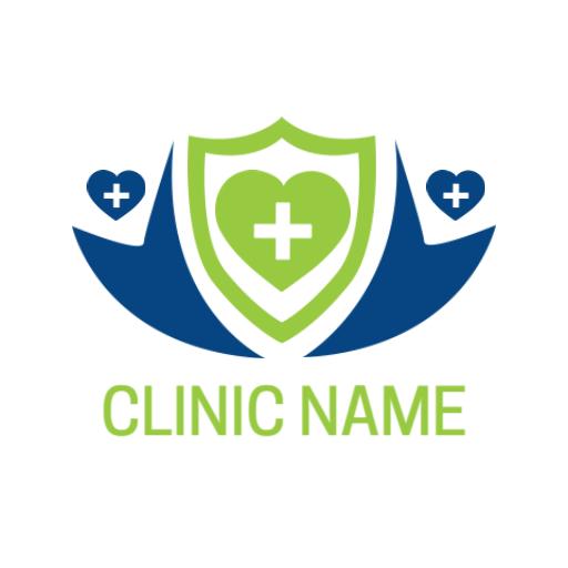 Green Heart and Shield Symbolizing Healthcare Wellness Logo Template