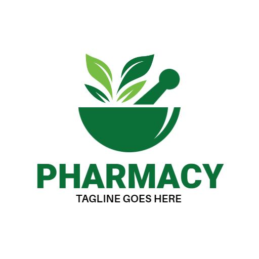 Green Herbal Elements Featured in Natural Pharmacy Logo Template