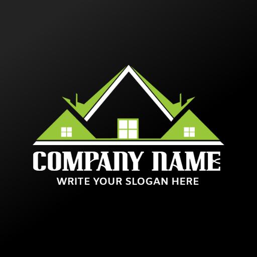 Green Home Design Featuring Two Stylish Roofs Homebuilder Logo Template