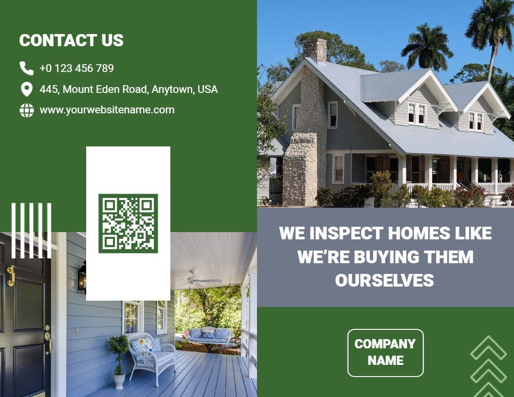 Green Home Inspection Services and Client Testimonials Brochure Template