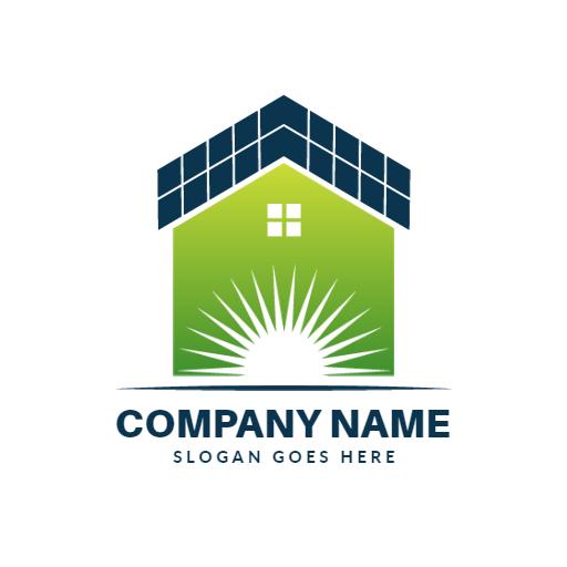 Green House Design Showcasing Solar Energy Solutions Logo Template