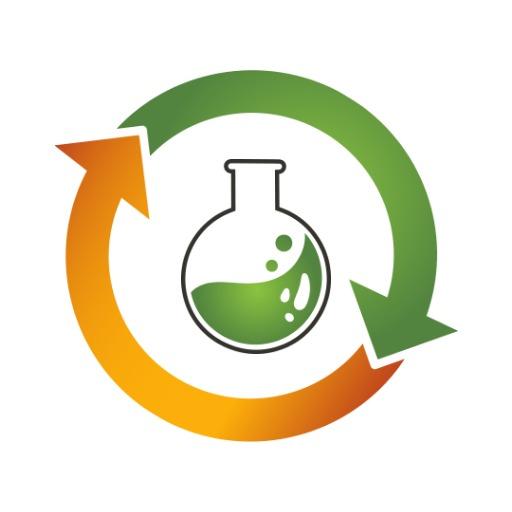 Green Laboratory Flask Surrounded by Circular Arrows Logo Template