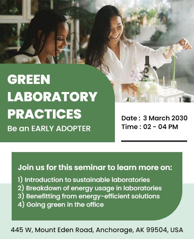 Green Laboratory Practices Seminar Flyer Template