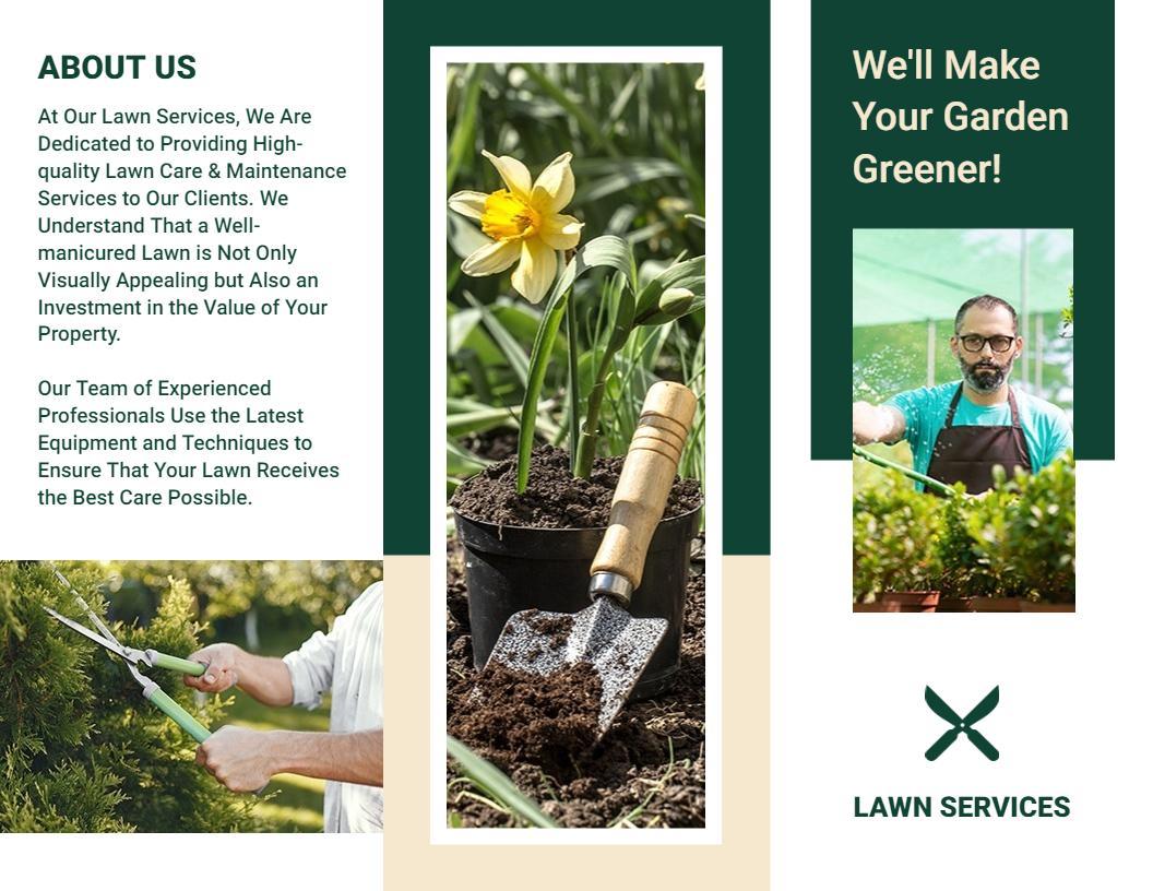Green Lawn Care and Gardening Services Brochure Template