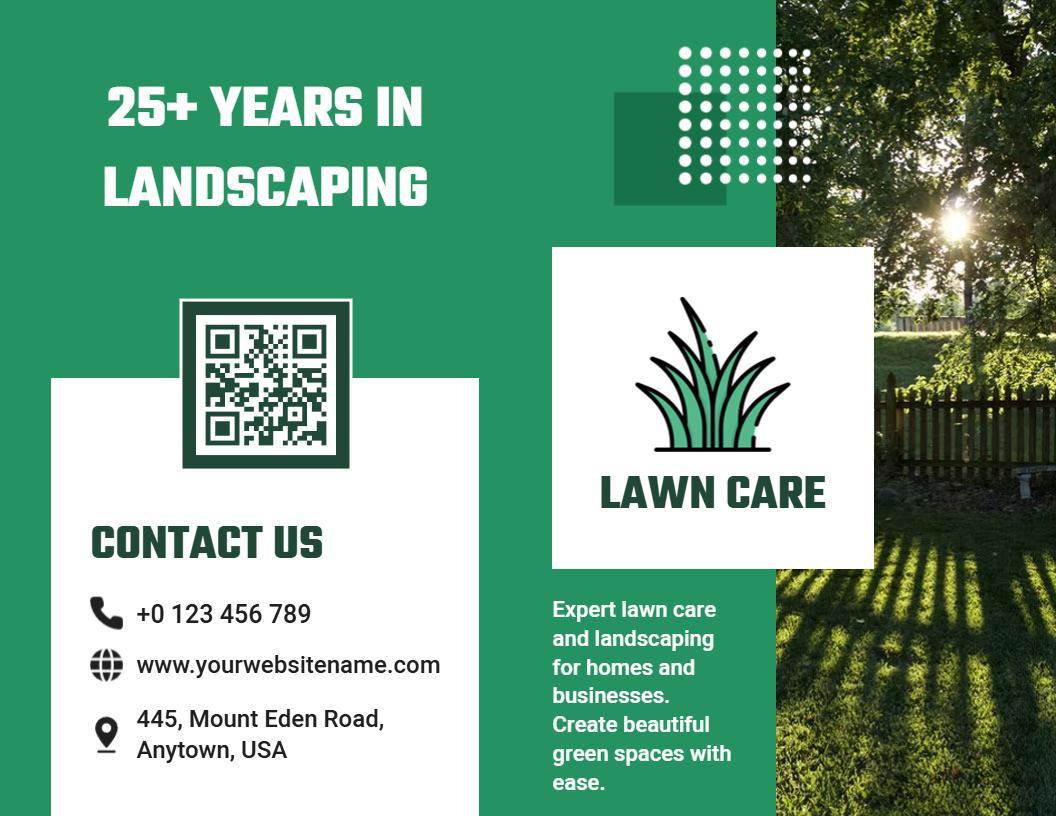 Green Lawn Care Services and Landscaping Guide Brochure Template