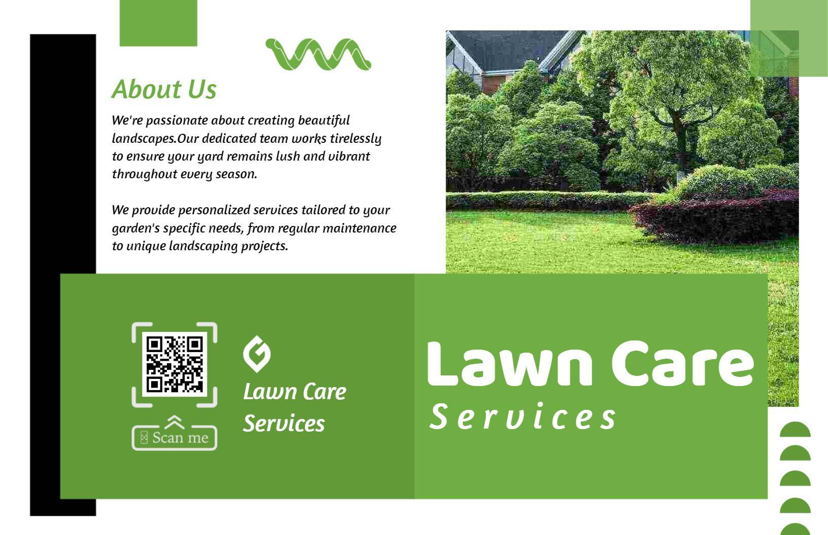 Green Lawn Care Services Maintenance and Gardening Brochure Template