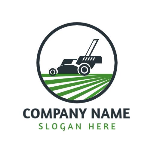 Green Lawn Designed with a Lawn Care Mower Logo Template
