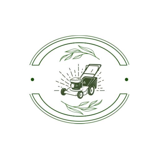 Green Lawn Mower with Fresh Leaves Representing Lawn Care Logo Template