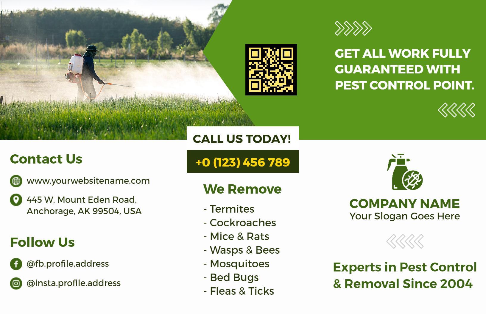 Green Lawn Pest Control Solutions and Services Brochure Template