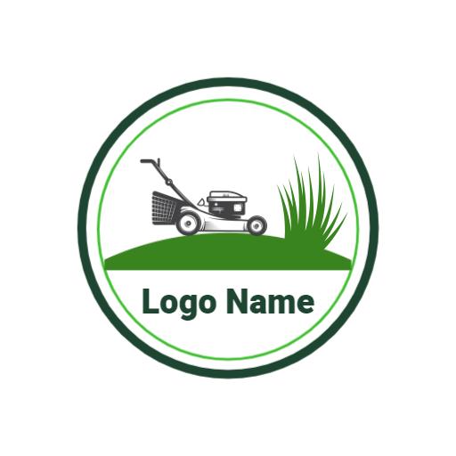 Green Lawn with Lawn Mower Perfect for Lawn Care Logo Template
