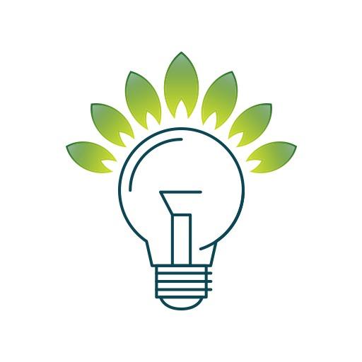 Green Leaf and Light Bulb Symbiosis for Eco Friendly Logo Template