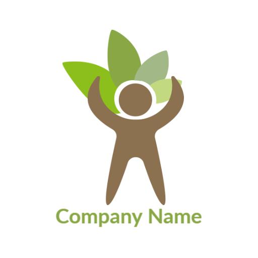 Green Leaves and Person Silhouette Emphasizing Environment Logo Template