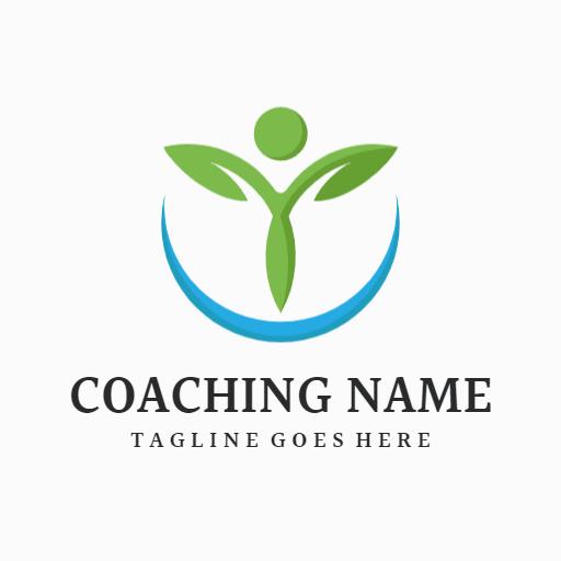 Green Leaves Symbolizing Growth in Coaching Services Logo Template
