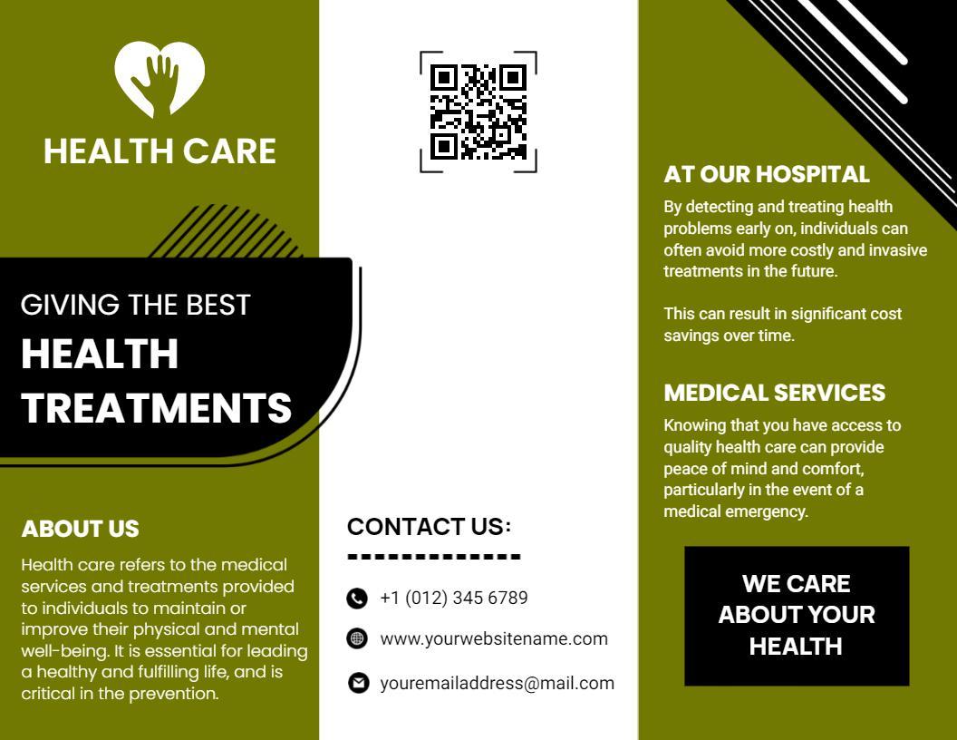Green Medical Health Care Services and Treatment Brochure Template