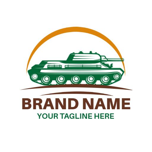 Green Military Tank Design Showcasing Armored Vehicles Logo Template