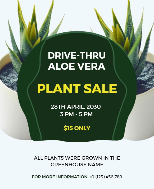 Green Minimalist Aloe Vera Plant Sale Poster Template