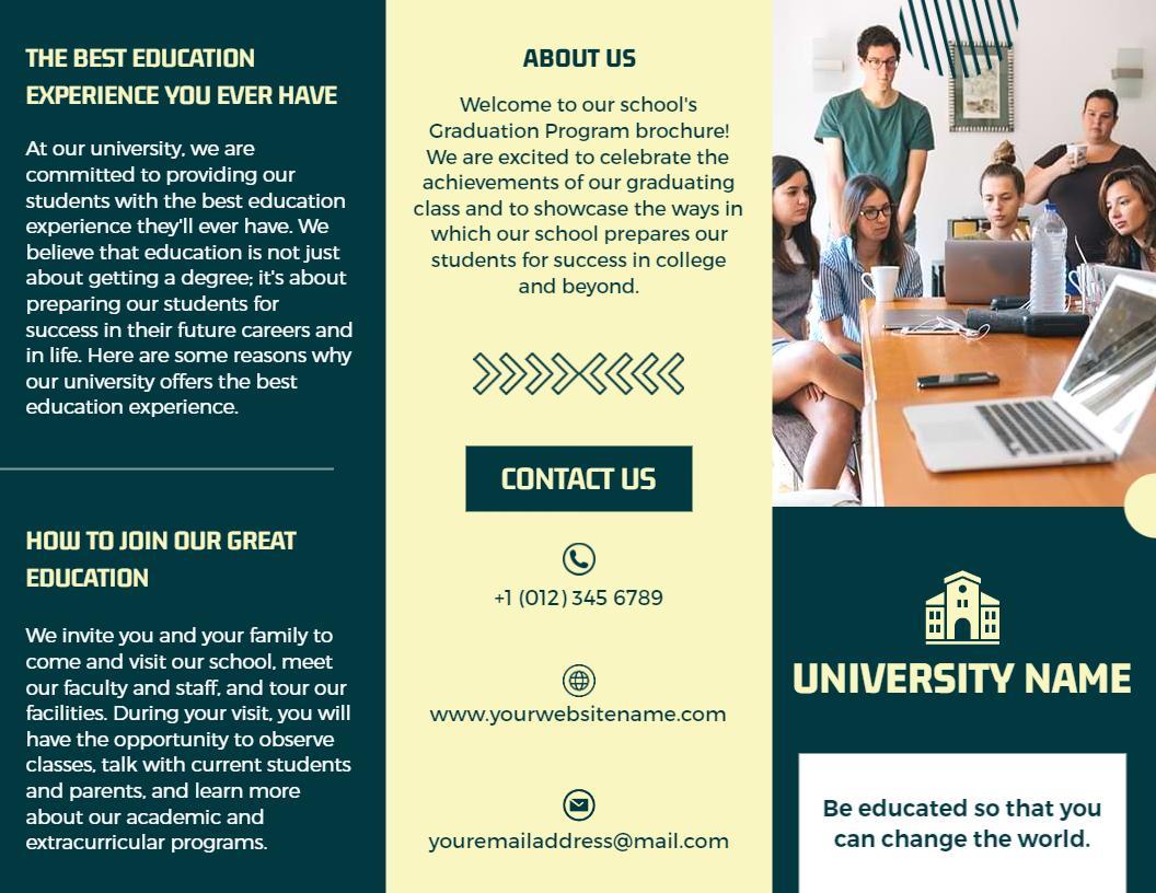 Green Modern Education Graduation Program Celebration Brochure Template