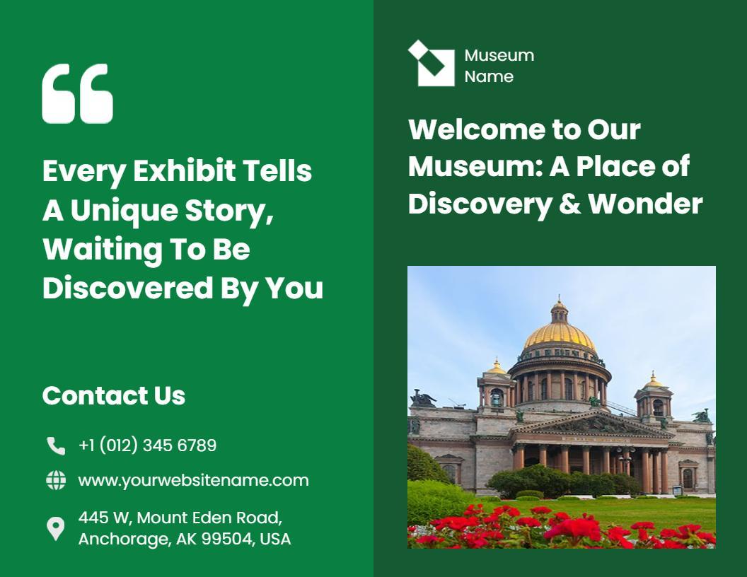 Green Museum Discover History and Art Experience Brochure Template